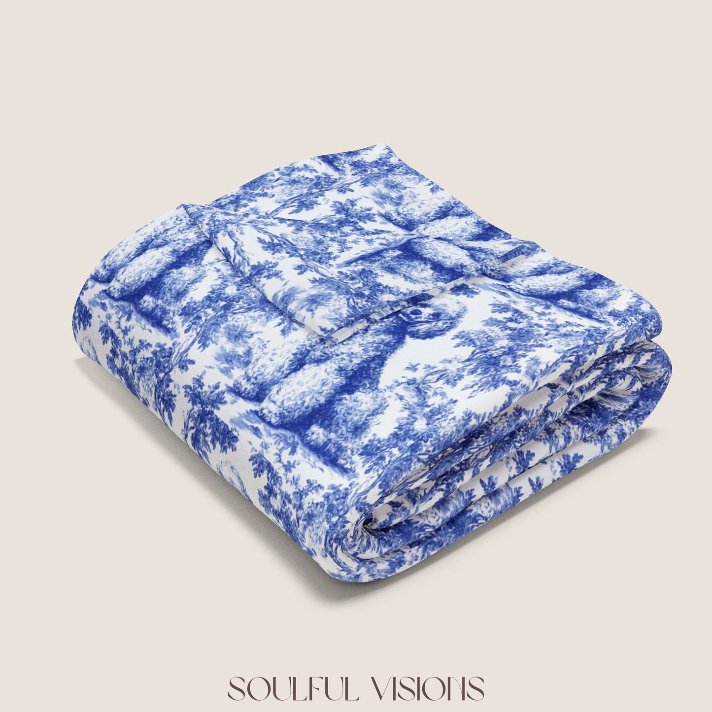 Poodle French Toile De Jouy Blanket