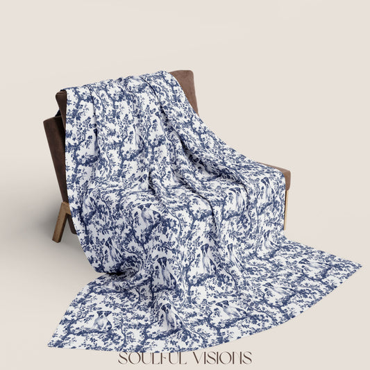 Jack Russell French Toile De Jouy Blanket