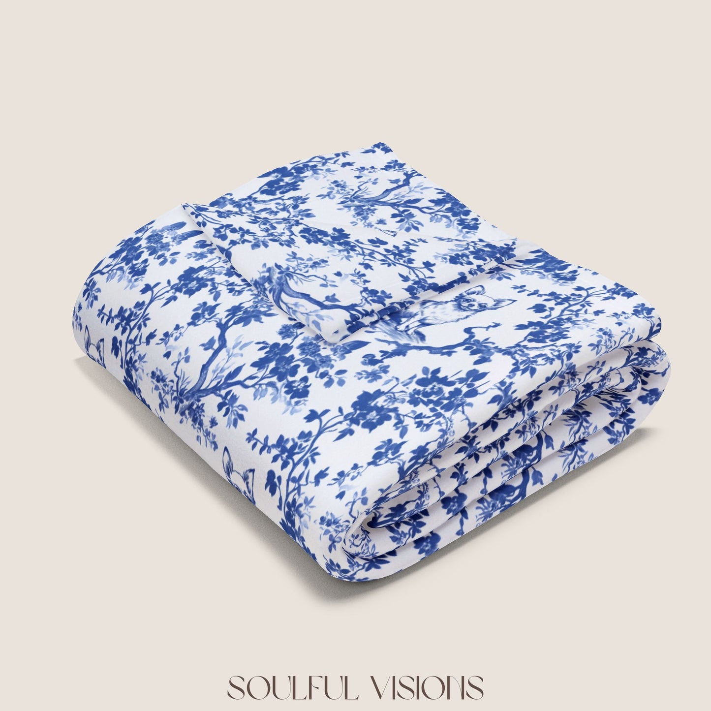 Chihuahua Long Haired French Toile De Jouy Blanket
