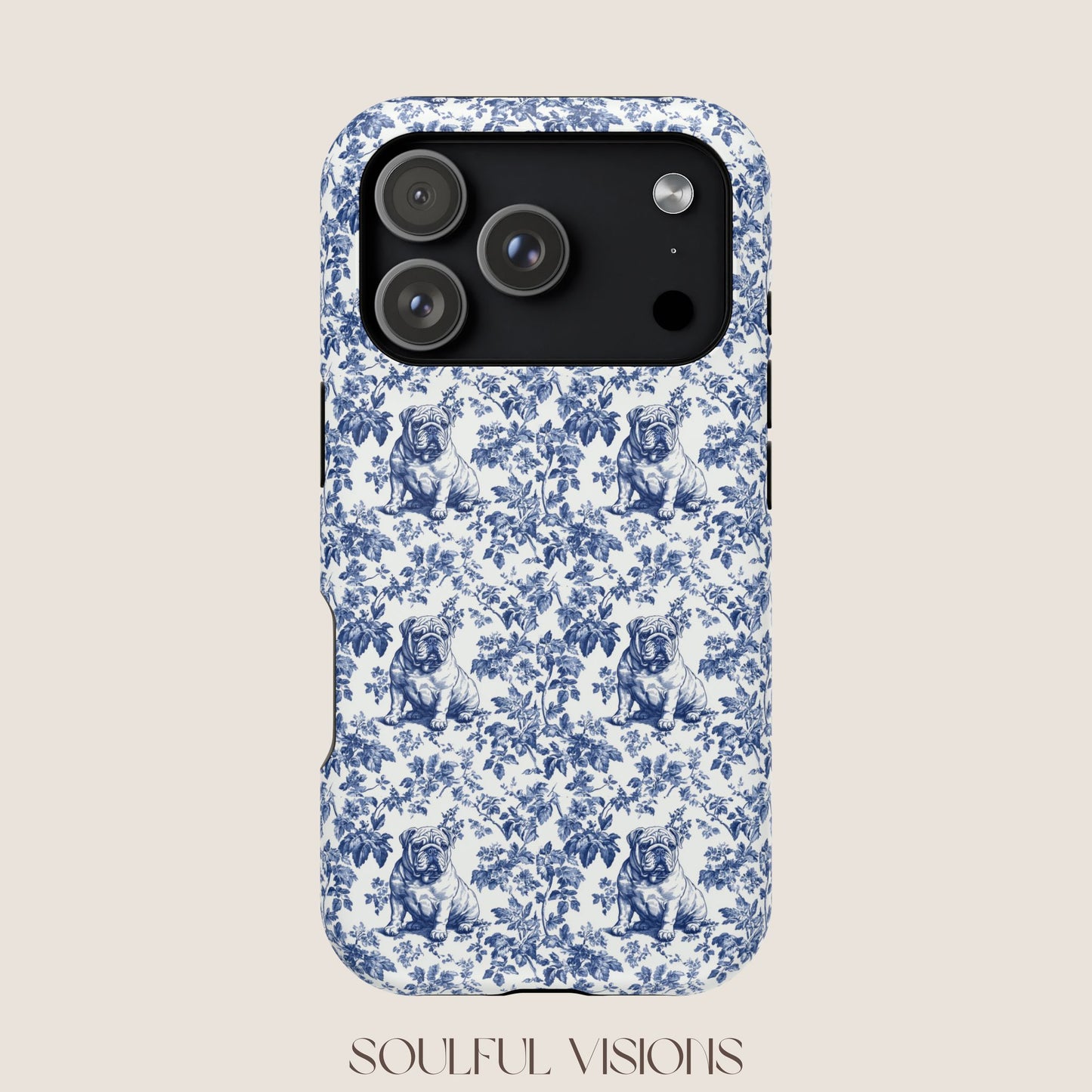 English Bulldog Toile De Jouy Magnetic Phone Case
