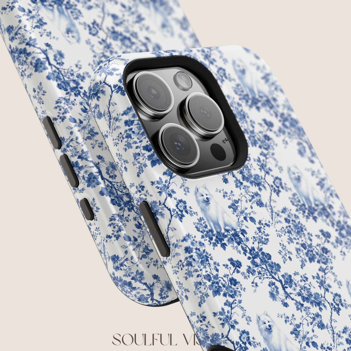 Samoyed Toile De Jouy Magnetic Phone Case