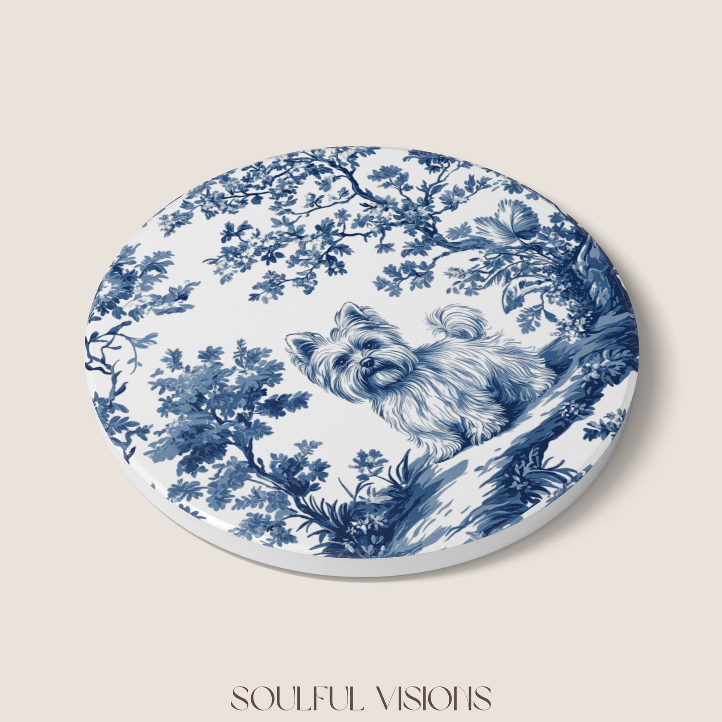Yorkshire terrier Ceramic Coaster French Toile