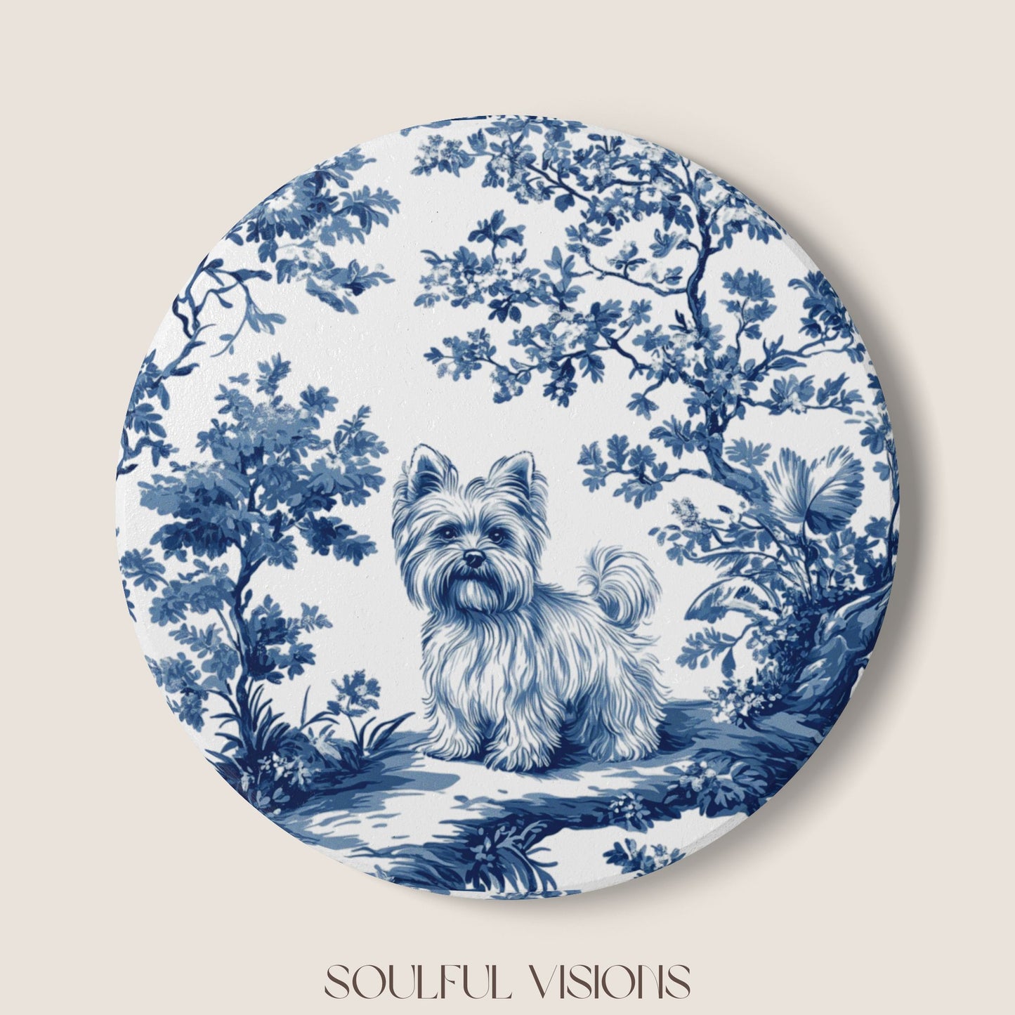 Yorkshire terrier Ceramic Coaster French Toile