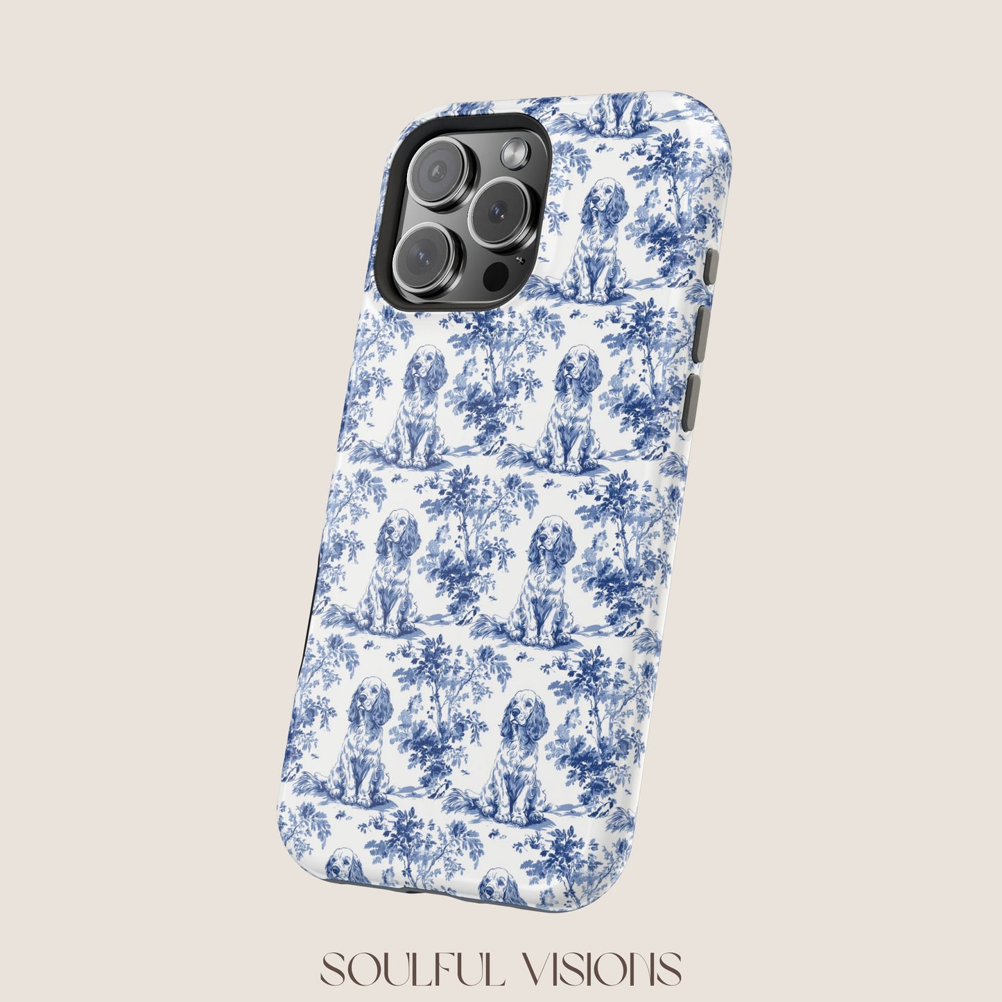 Cocker Spaniel Toile De Jouy Magnetic Phone Case