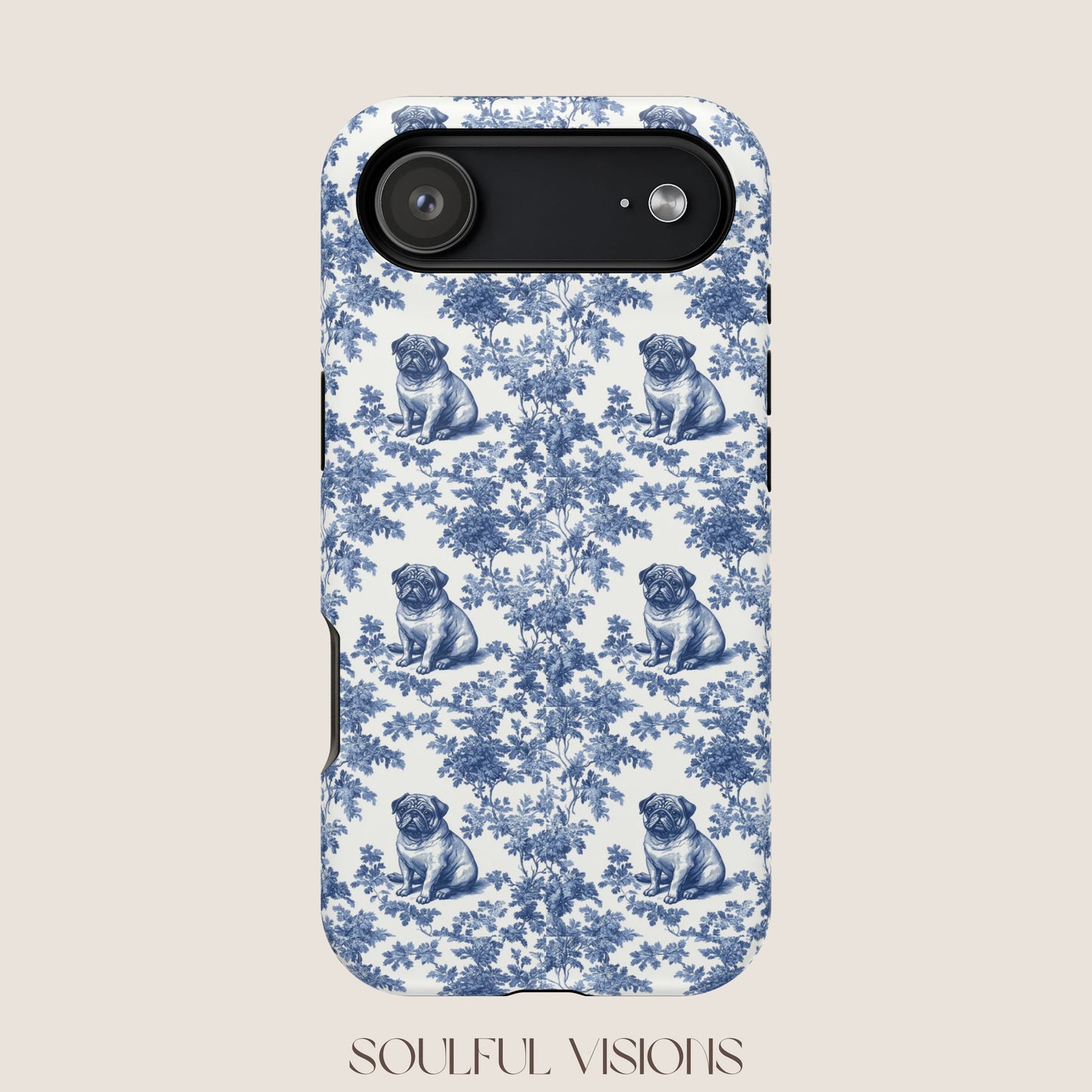 Pug Toile De Jouy Magnetic Phone Case