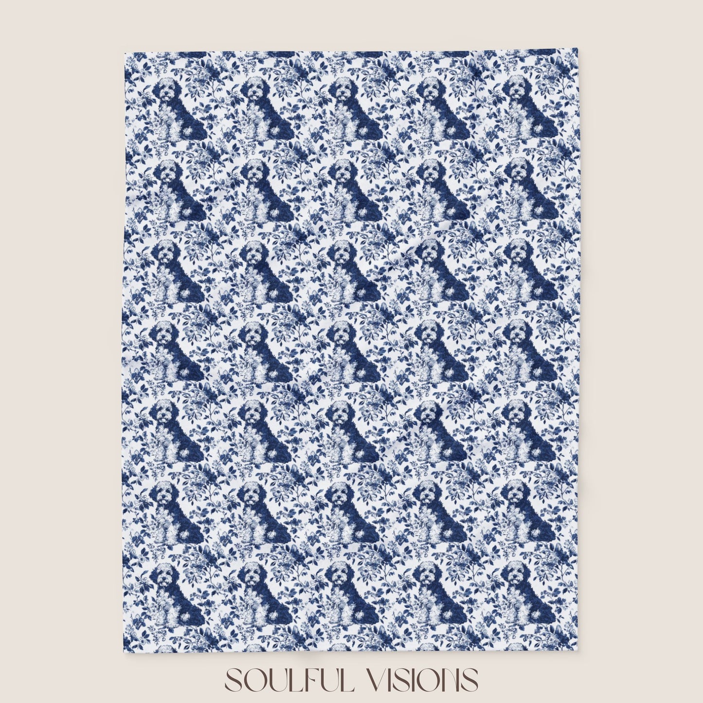 Bernedoodle French Toile De Jouy Blanket