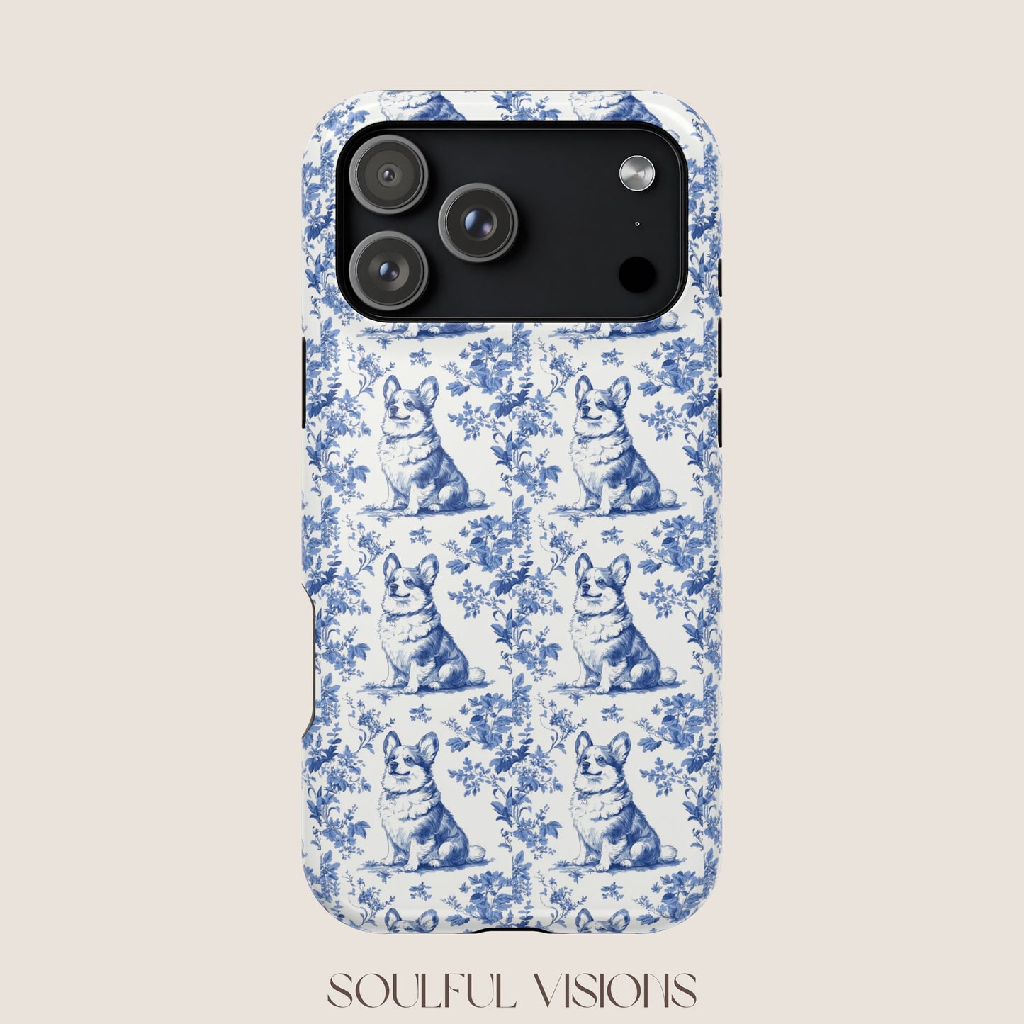 Corgi Toile De Jouy Magnetic Phone Case