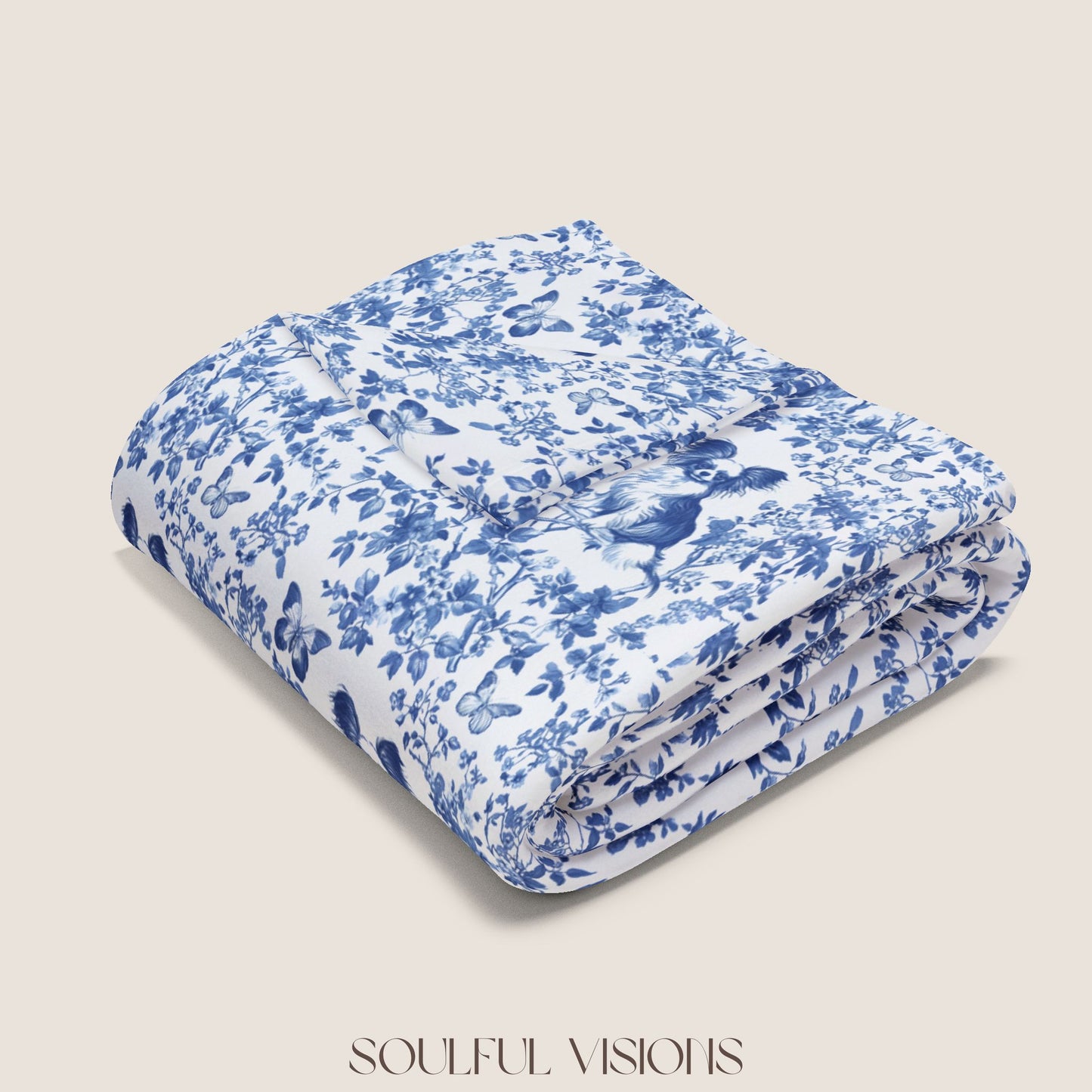 Papillon French Toile De Jouy Blanket