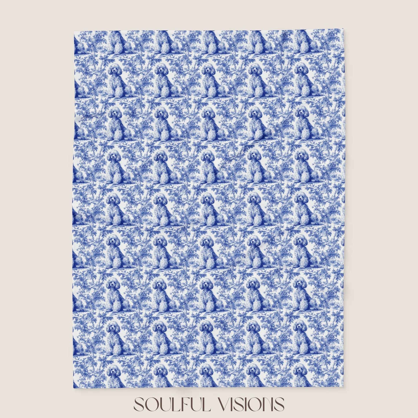 Poodle French Toile De Jouy Blanket