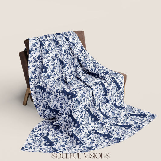 Bernedoodle French Toile De Jouy Blanket