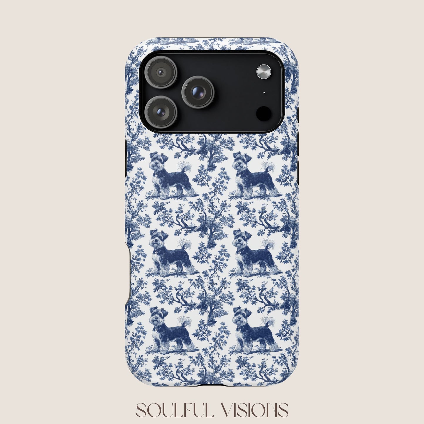Miniature Schnauzer Toile De Jouy Magnetic Phone Case