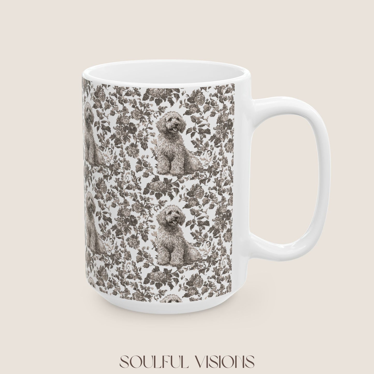 Labradoodle Toile De Jouy Mug