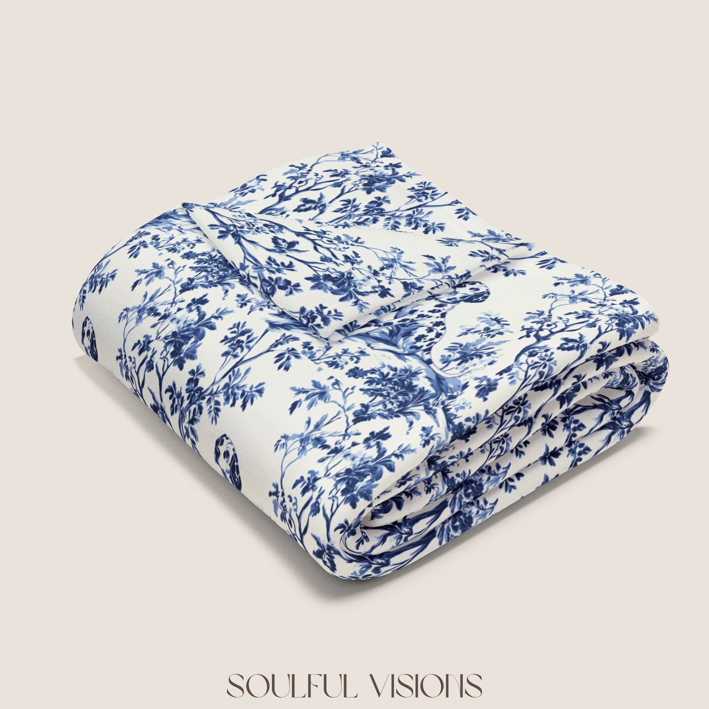 Dalmatian French Toile De Jouy Blanket