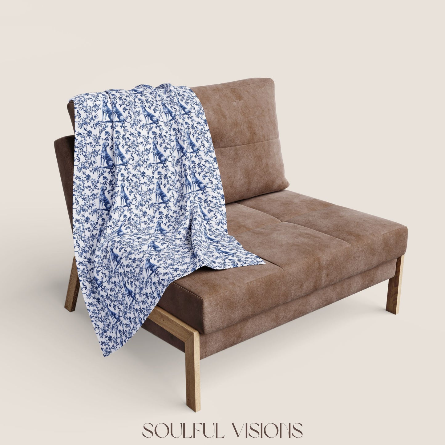 Weimaraner Toile French Toile De Jouy Blanket