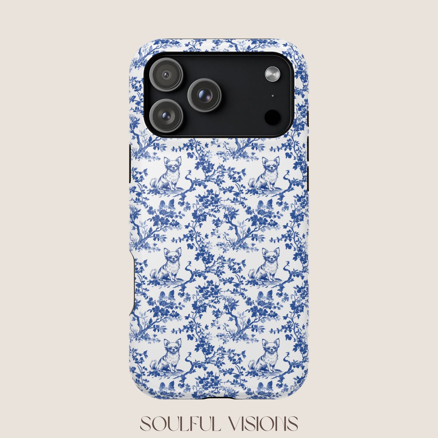 Chihuahua Toile De Jouy Magnetic Phone Case