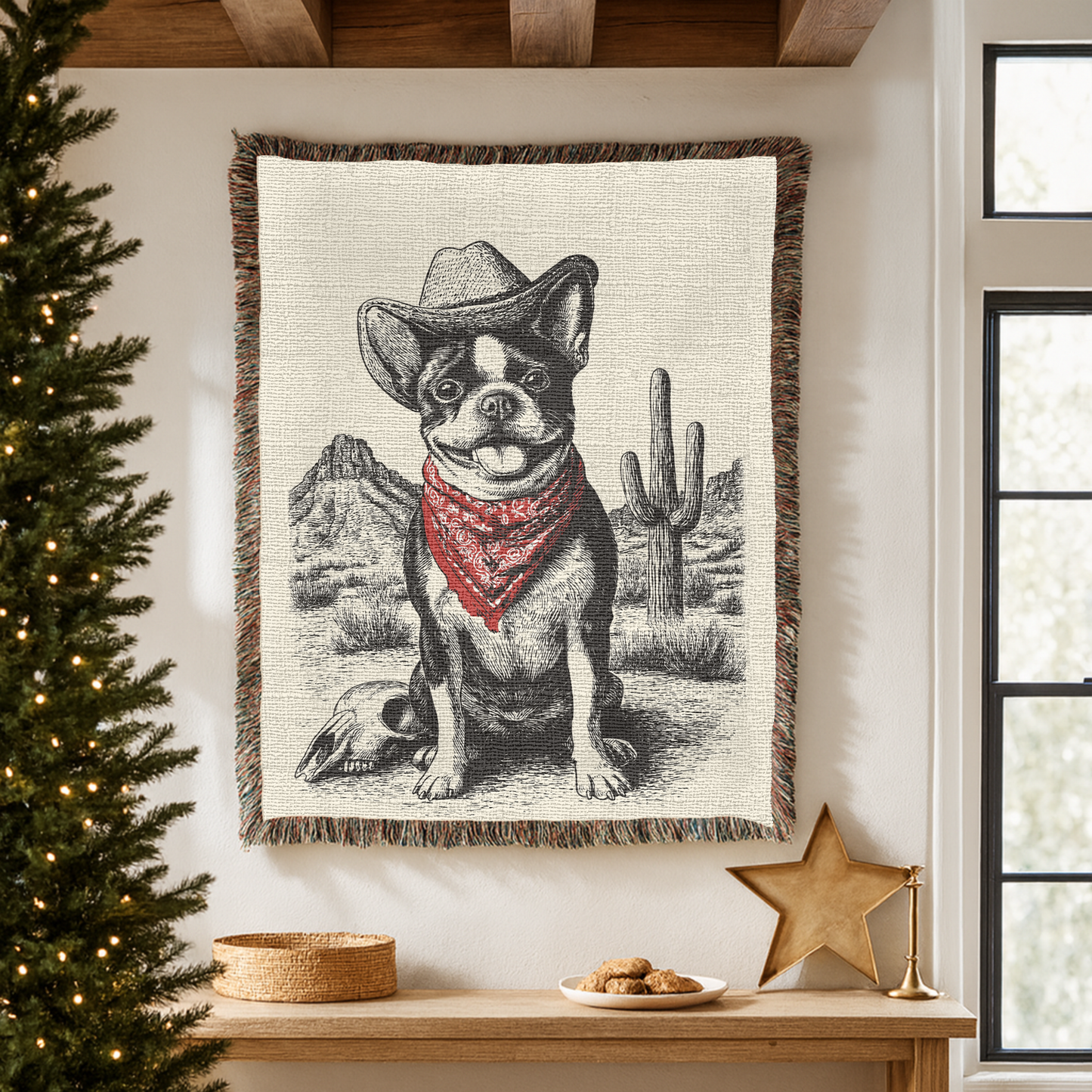Boston Terrier Woven Blanket