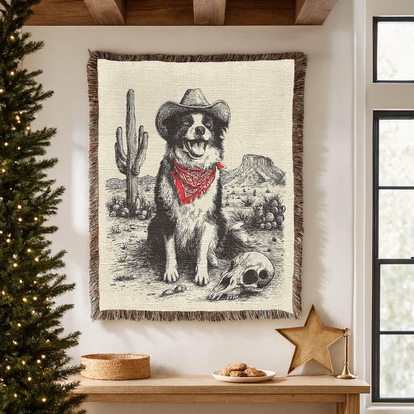 Australian Shepherd Western Woven Blanket