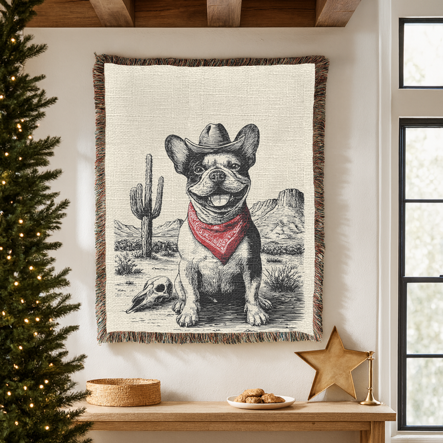 French Bulldog Woven Blanket