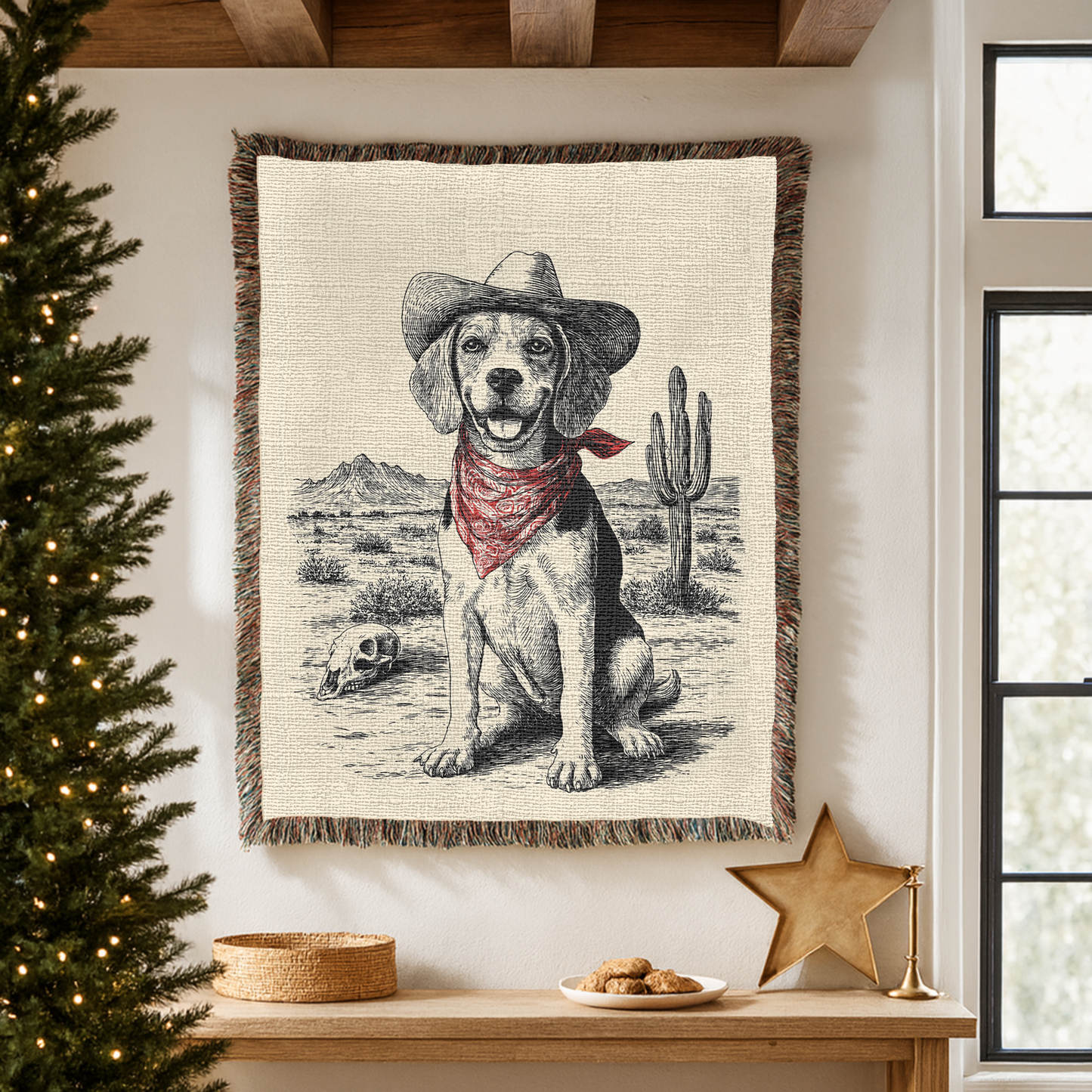 Beagle Western Woven Blanket