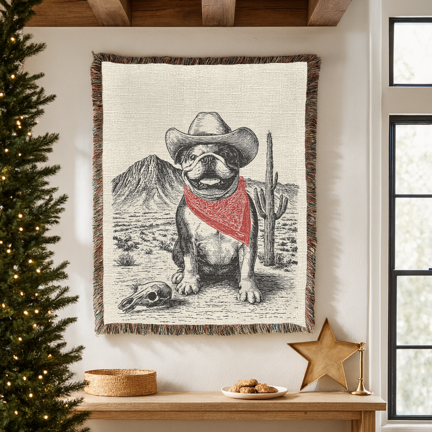 Bulldog Western Woven Blanket