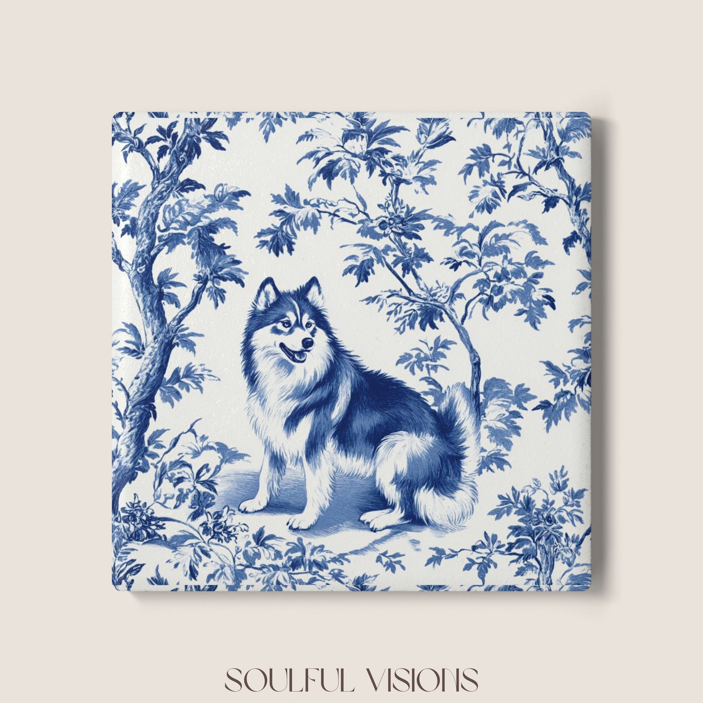 Alaskan Malamute Ceramic Coaster French Toile