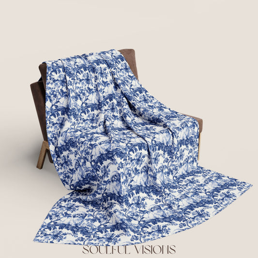Pekignese French Toile De Jouy Blanket