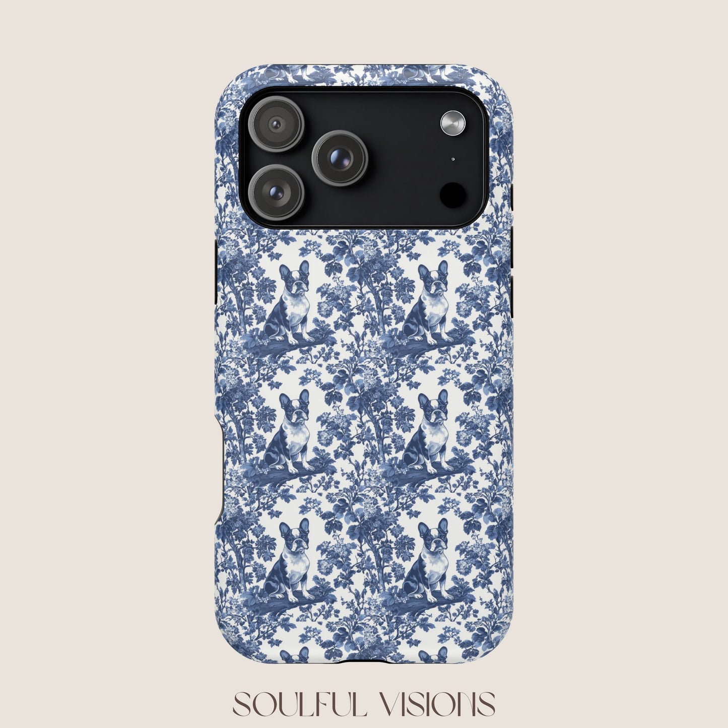 Boston Terrier Toile De Jouy Magnetic Phone Case