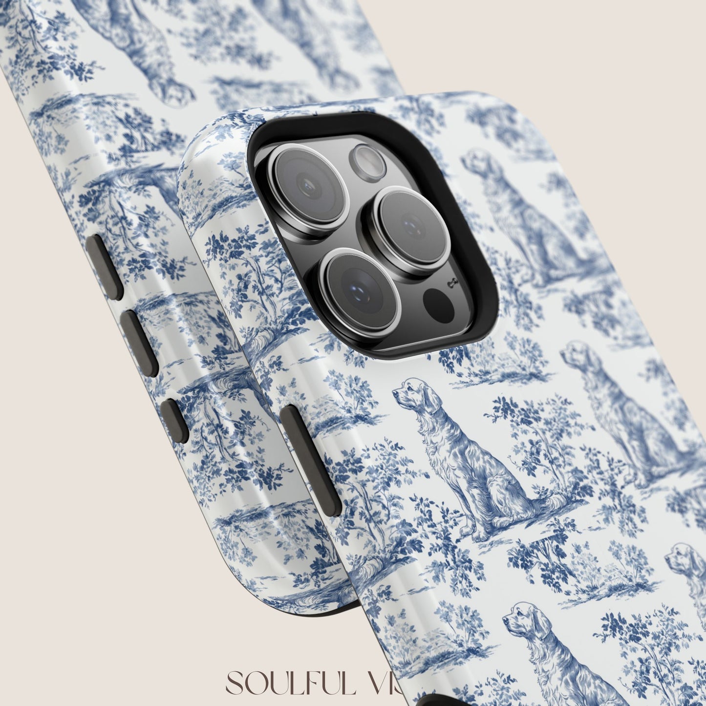 Golden Retriever Toile De Jouy Magnetic Phone Case