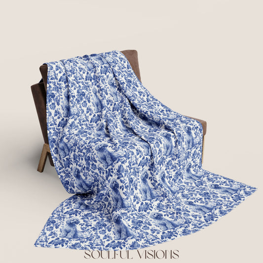 Labradoodle toile French Toile De Jouy Blanket