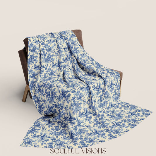 Golden Retriever 2 French Toile De Jouy Blanket