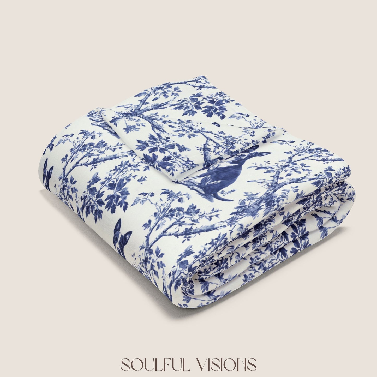 Basenji French Toile De Jouy Blanket