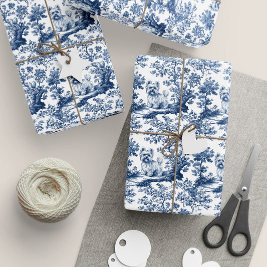 Yorkshire Terrier French Toile De Jouy Wrapping Paper