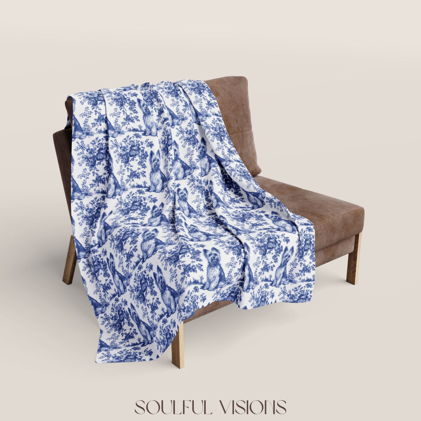 Yorkshire Terrier Toile French Toile De Jouy Blanket