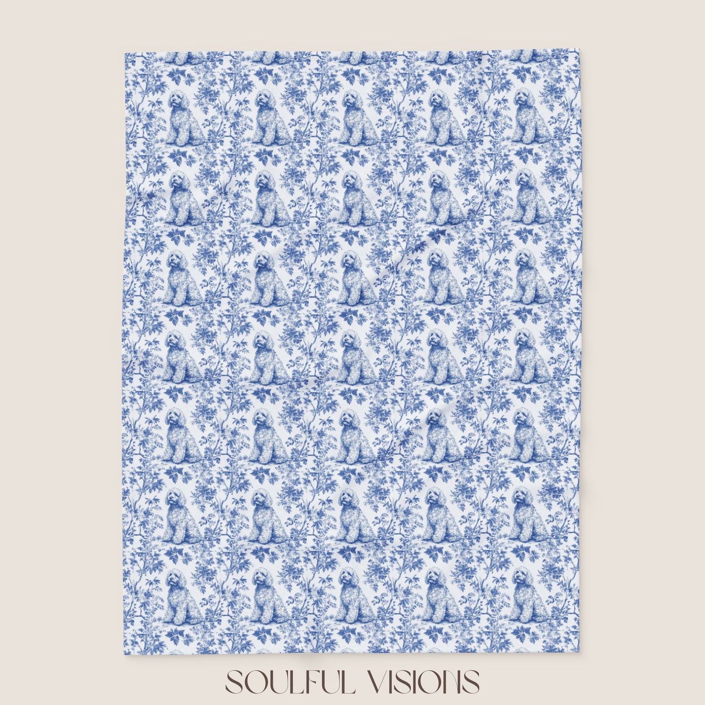 Goldendoodle French Toile De Jouy Blanket