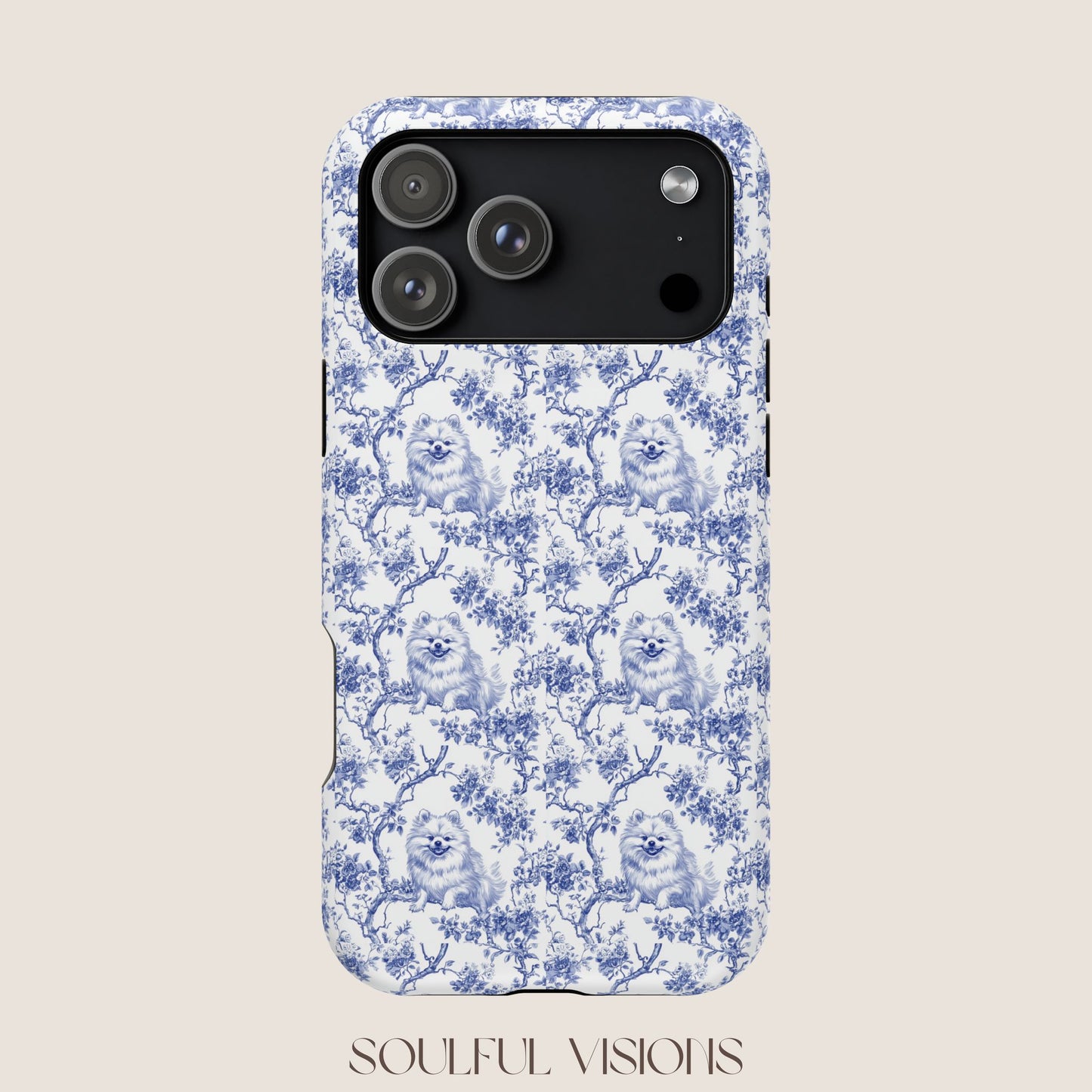 Pomeranian Toile De Jouy Magnetic Phone Case