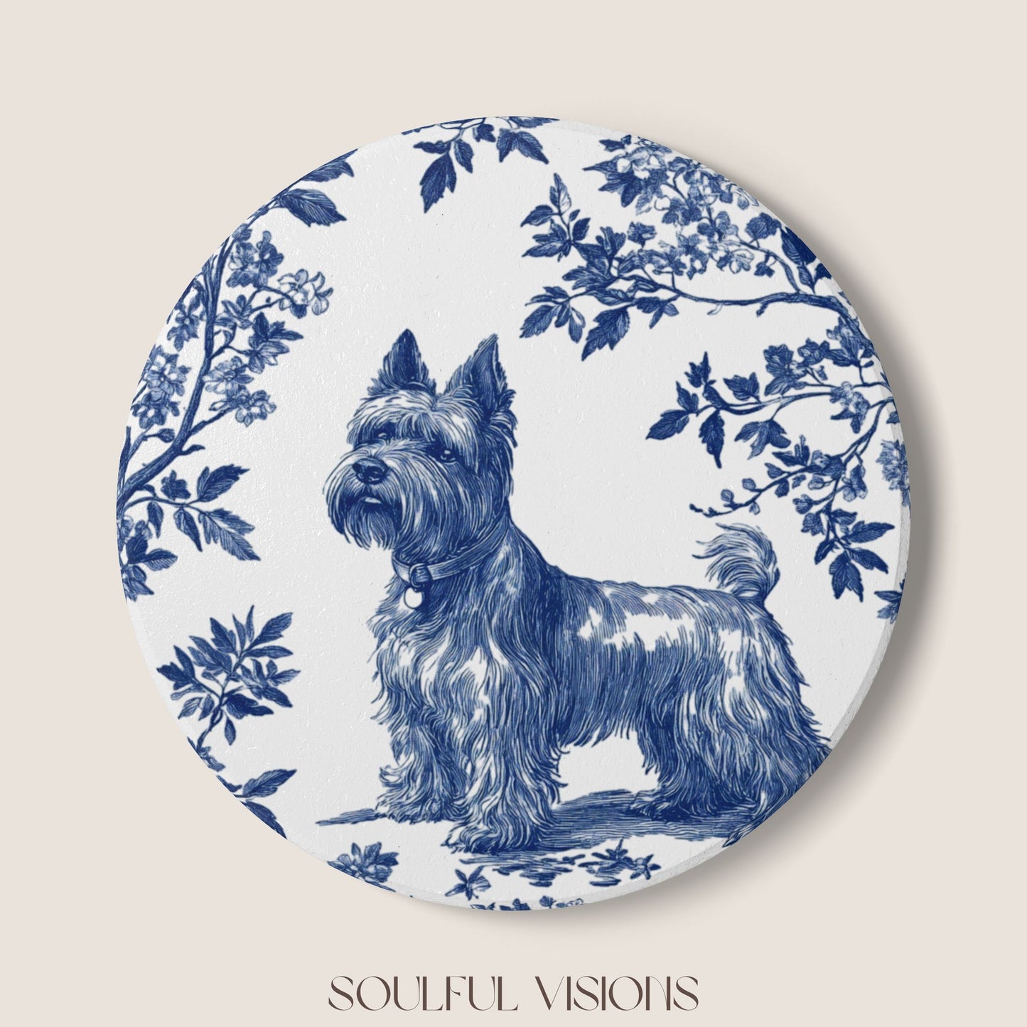 Scottish Terrier Ceramic Coaster French Toile