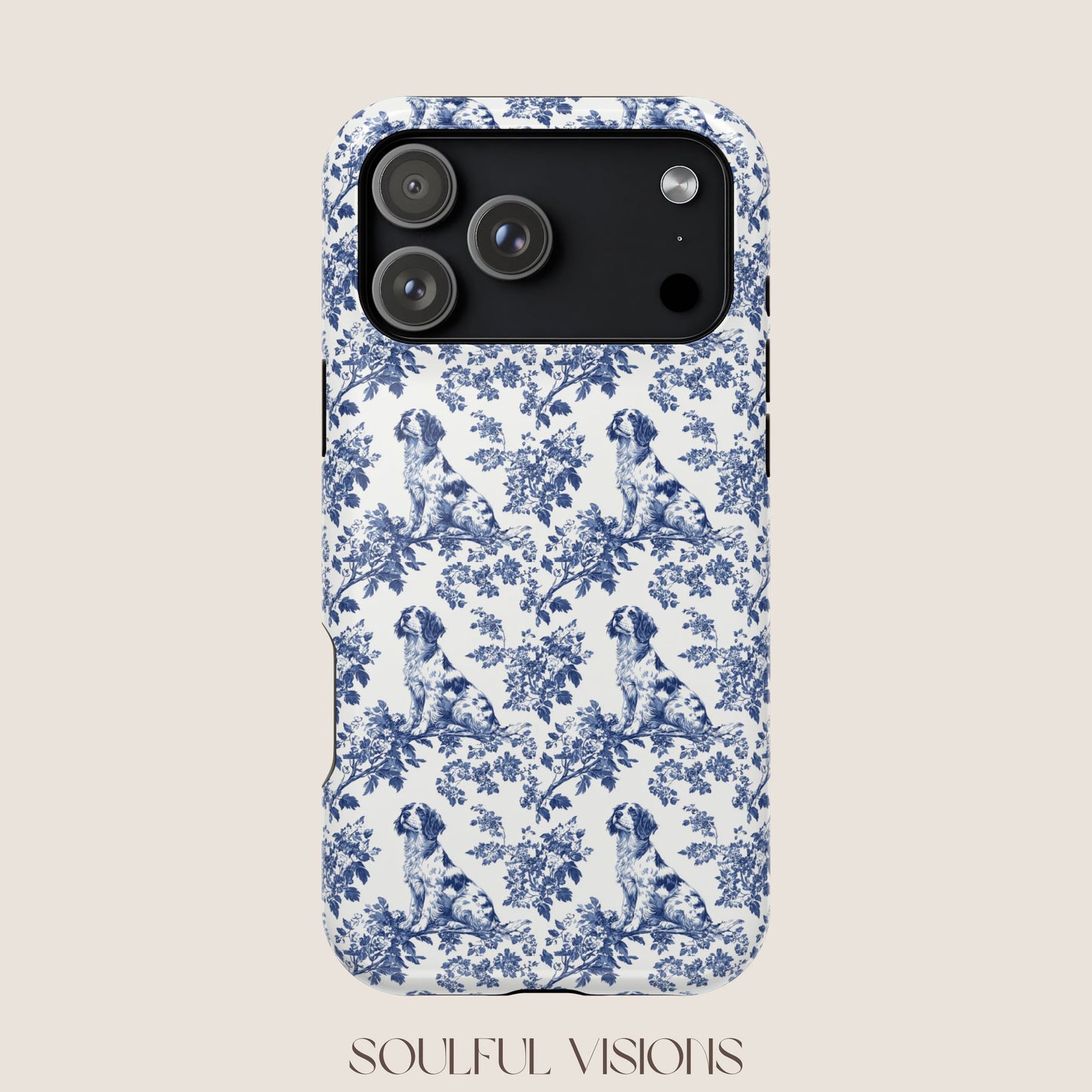 Brittany Spaniel Toile De Jouy Magnetic Phone Case
