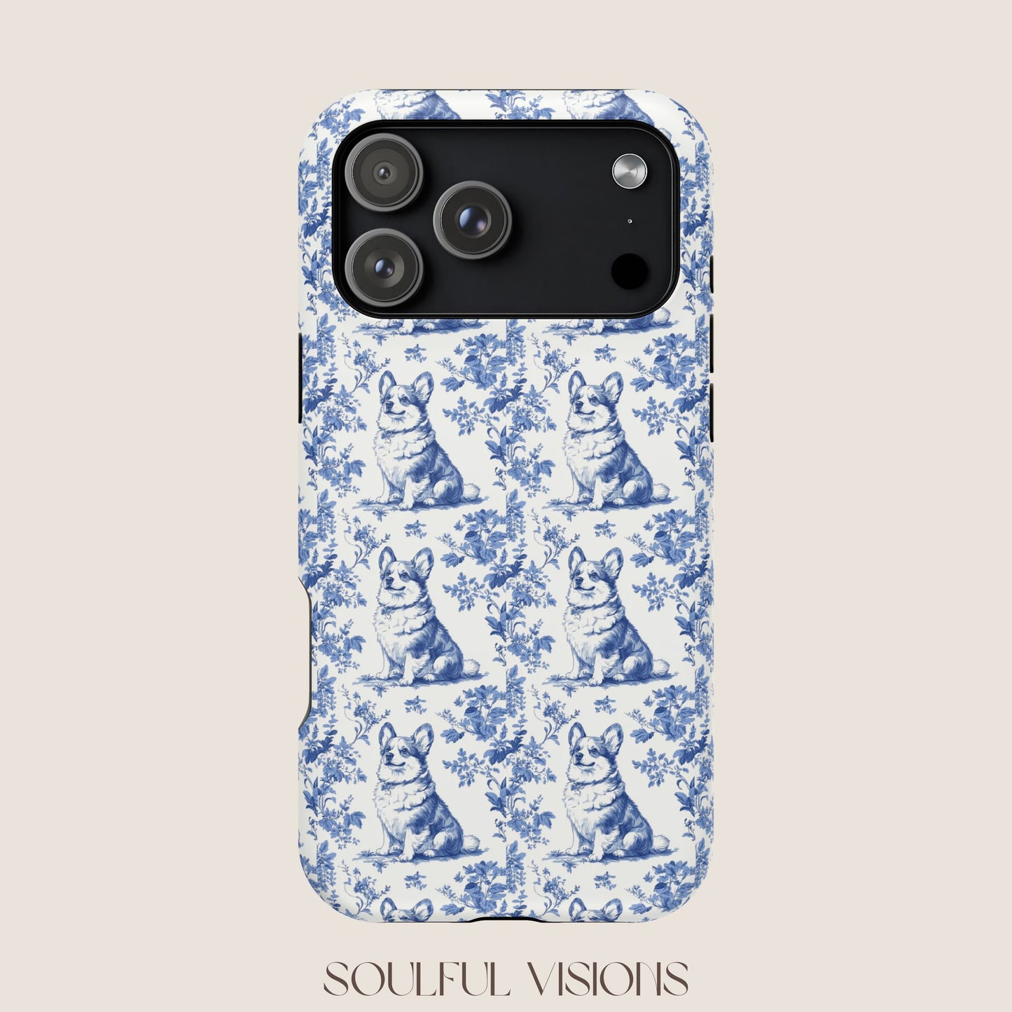 Corgi Toile De Jouy Magnetic Phone Case