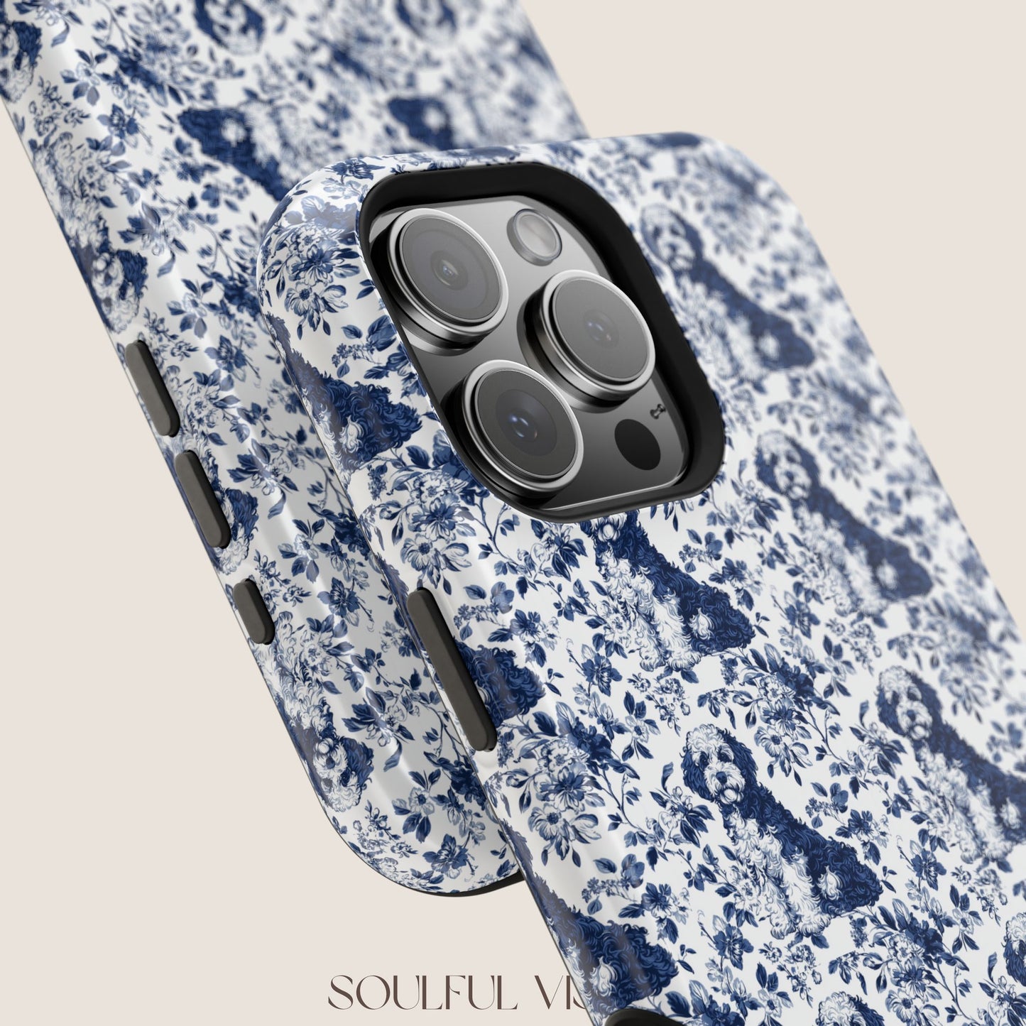Bernedoodle Toile De Jouy Magnetic Phone Case