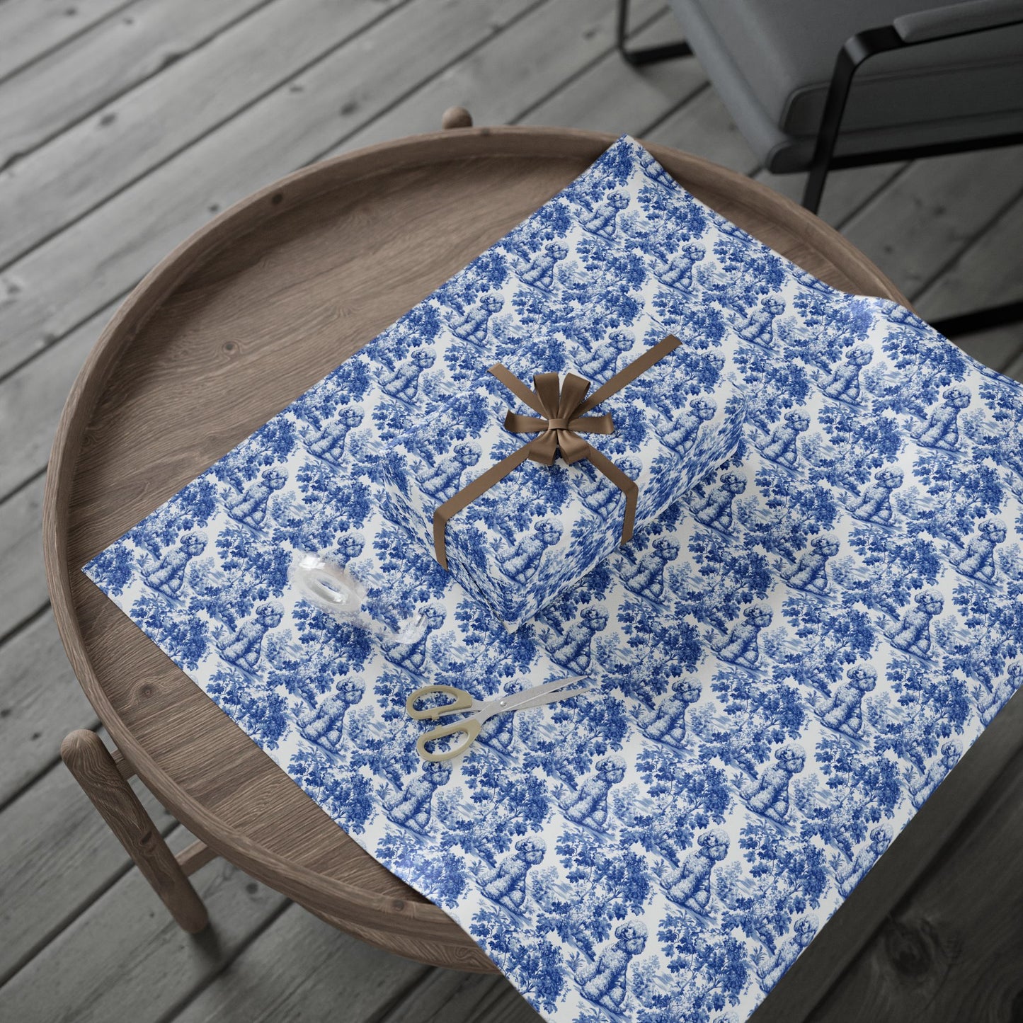 Poodle French Toile De Jouy Wrapping Paper