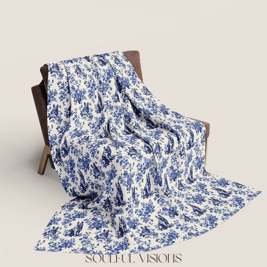 German Shepherd 2 French Toile De Jouy Blanket