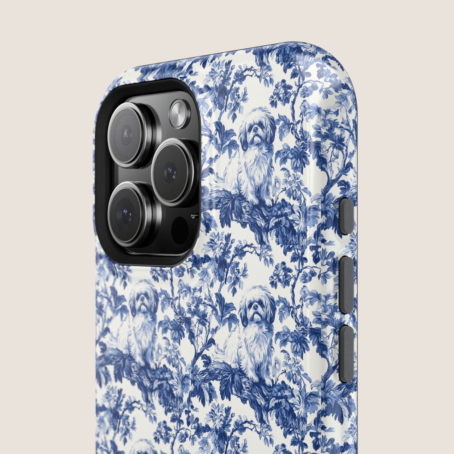 Pekingese Toile De Jouy Magnetic Phone Case