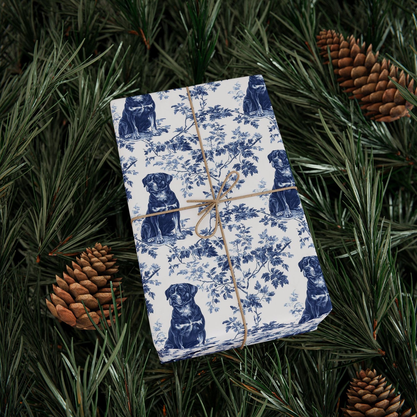Rottweiler French Toile De Jouy Wrapping Paper