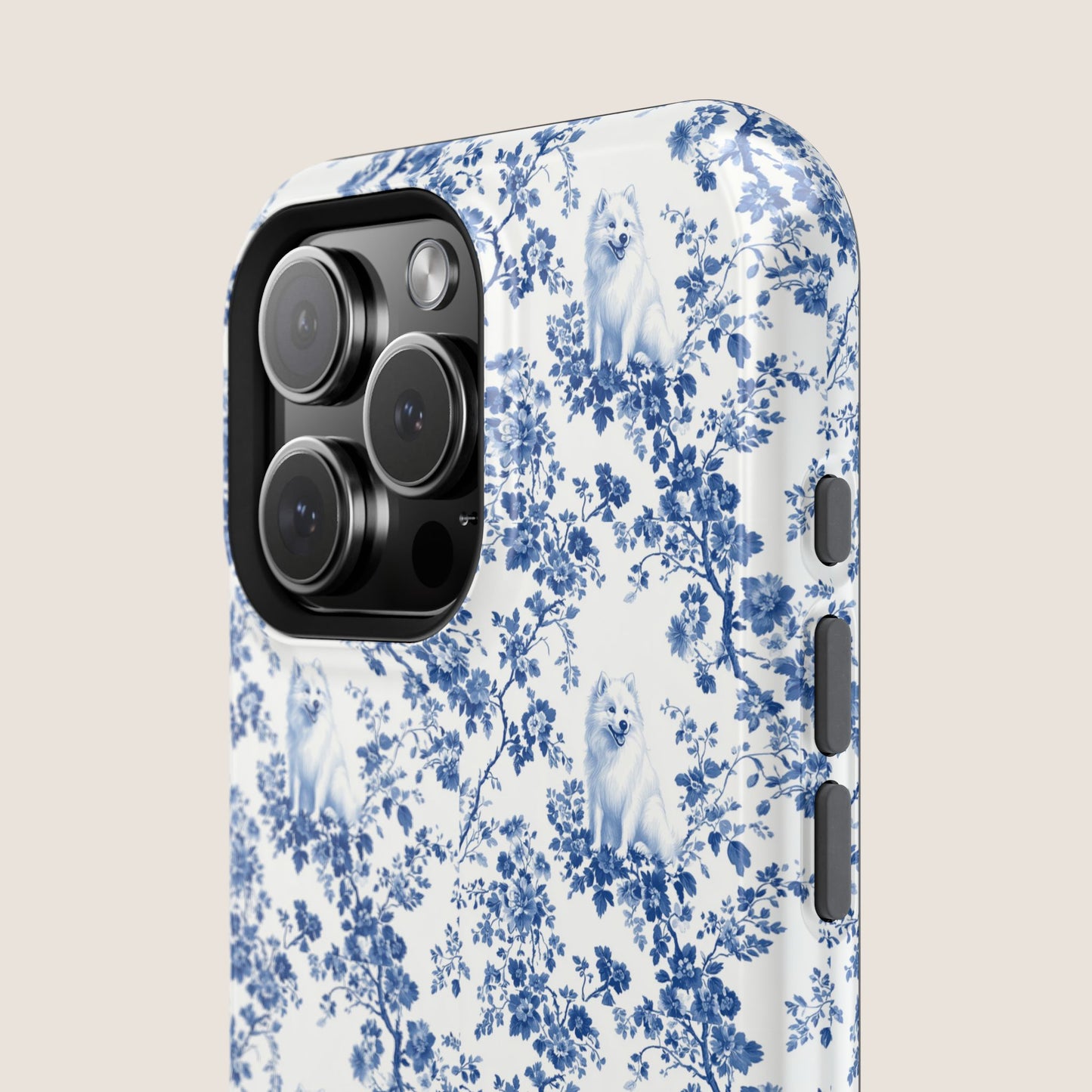 Samoyed Toile De Jouy Magnetic Phone Case