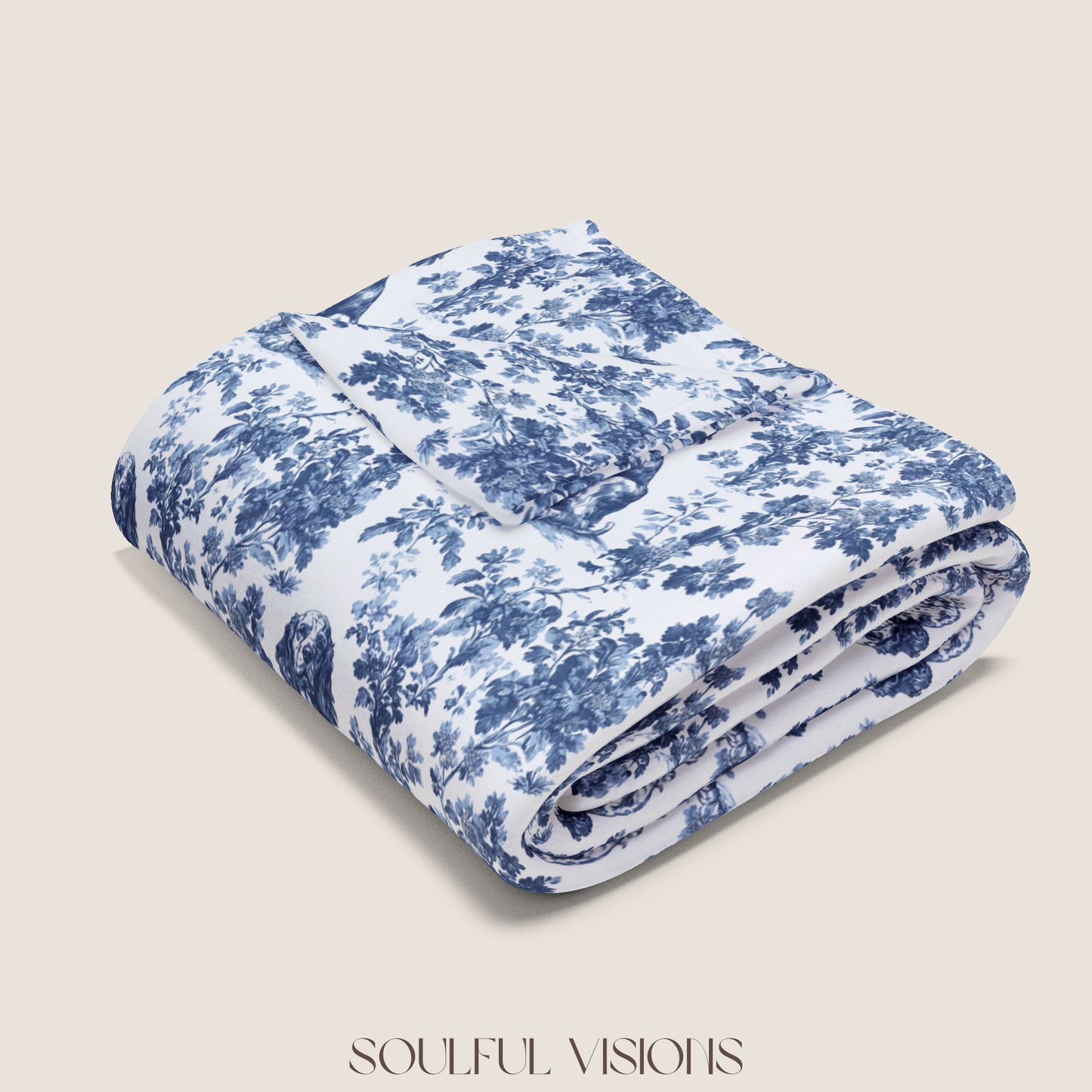 Boykin Spaniel French Toile De Jouy Blanket