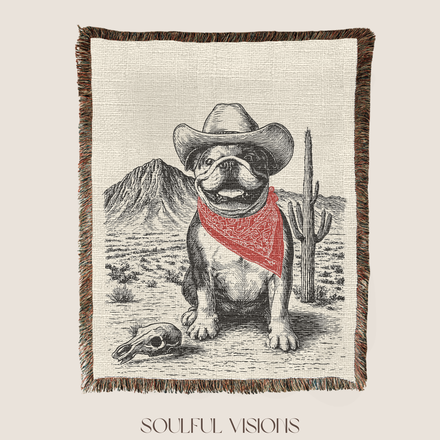 Bulldog Western Woven Blanket