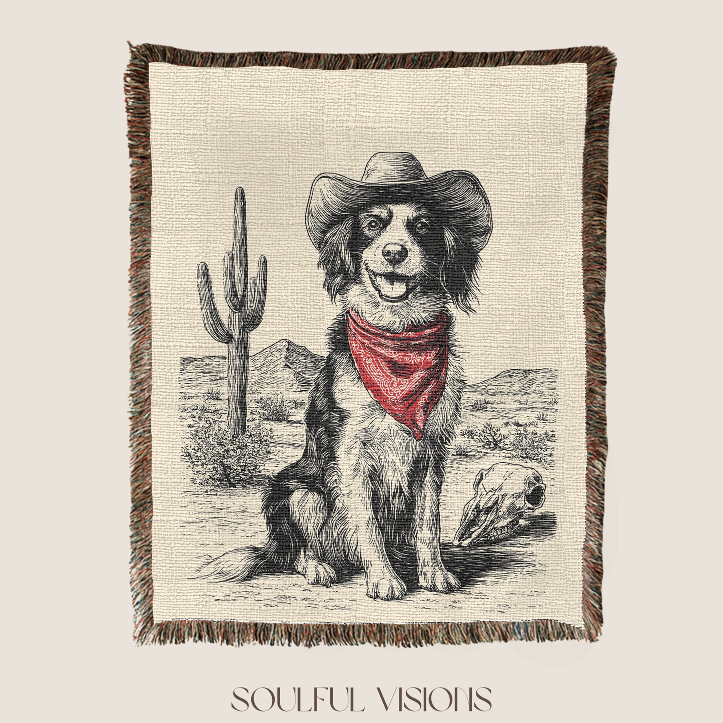Brittany Spaniel Western Woven Blanket