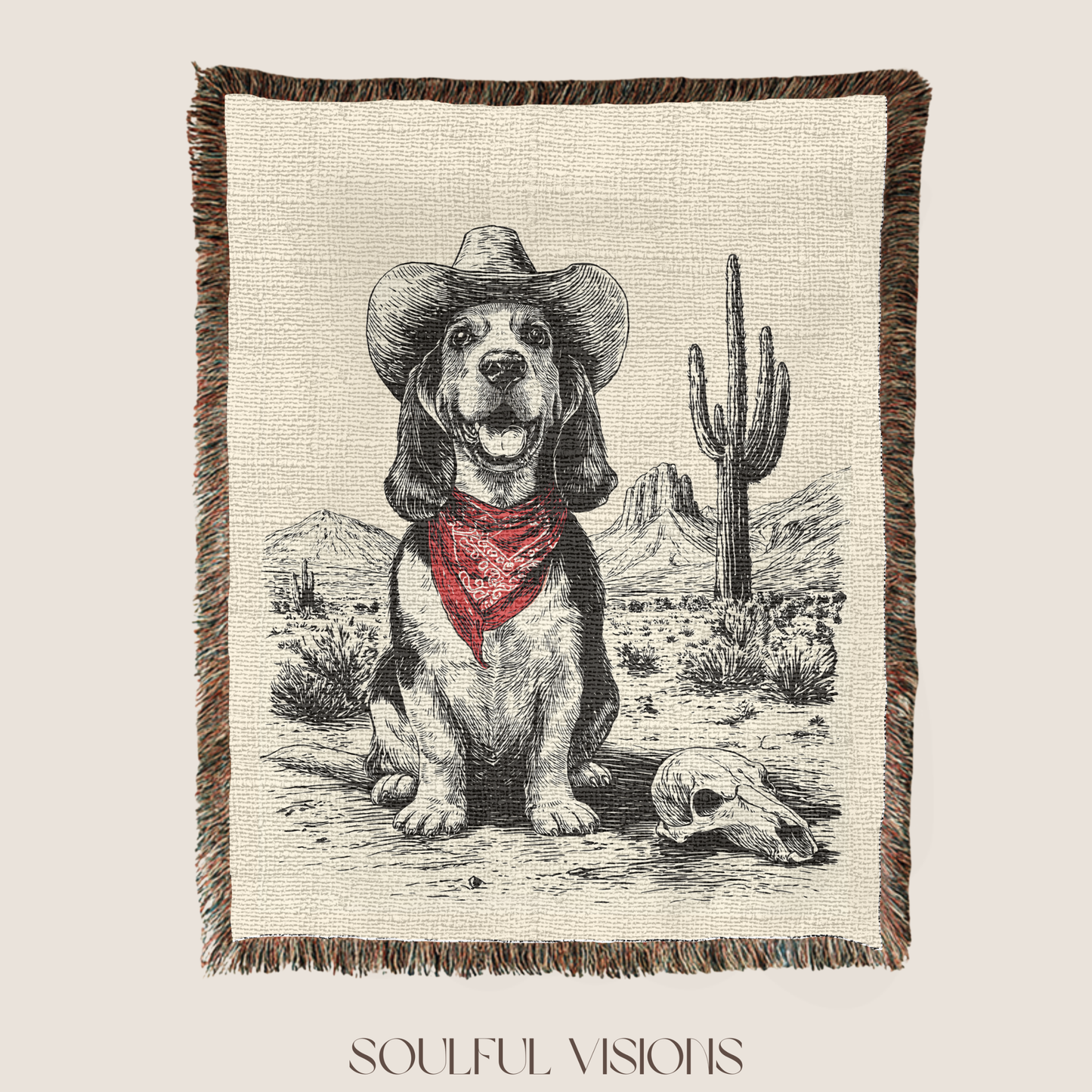 Basset Hound Western Woven Blanket