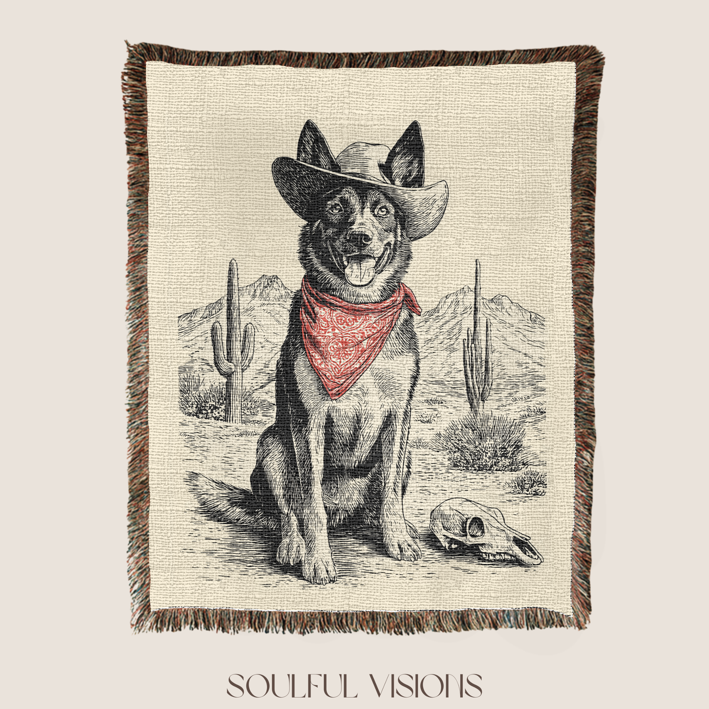 Belgian Malinois Western Woven Blanket