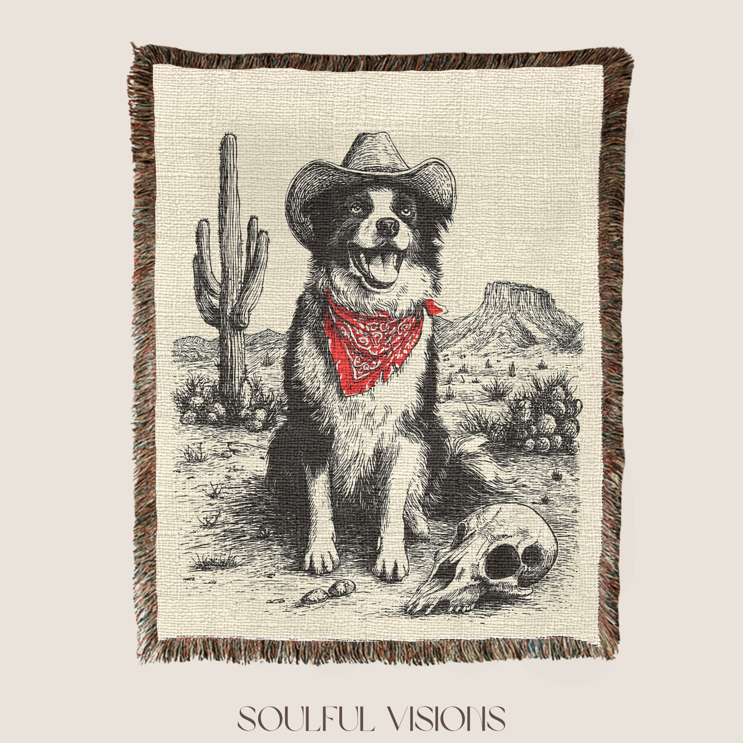 Australian Shepherd Western Woven Blanket
